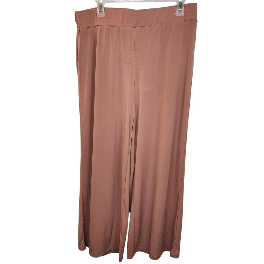 NY Collection Petite Mid-Rise Pull-On Wide-Leg Palazzo Pants Camel PXL NEW